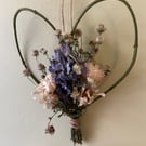 Dried Flower and Foliage Heart Shape Decoration. Handmade. 17x15cm.