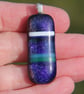 Handmade Blue and purple dichroic banded pendant, fused glass necklace  SKU F38 - Image 5
