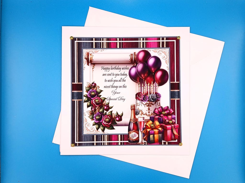 Birthday Card, Decoupage, 21st,18th,Mother, Wife, Sister, D