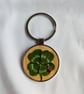 Hand Painted Bamboo & Metal Keyring, Clover & Ladybird - Image 2