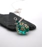 lampwork glass teal green flower pendant necklace - Image 4