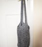 Hand Knitted cotton shopping grocery bag - Denim Blue Neutral - Image 5