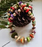 Statement Howlite & Wood Necklace Antique Copper Finish - Image 2
