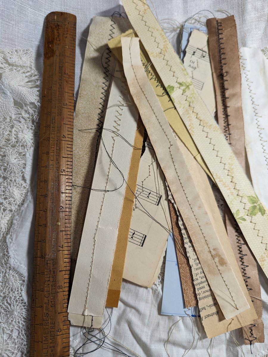 Scrappy Stitched Long Paper Strips ideal for junk journals, scrapbooks 14