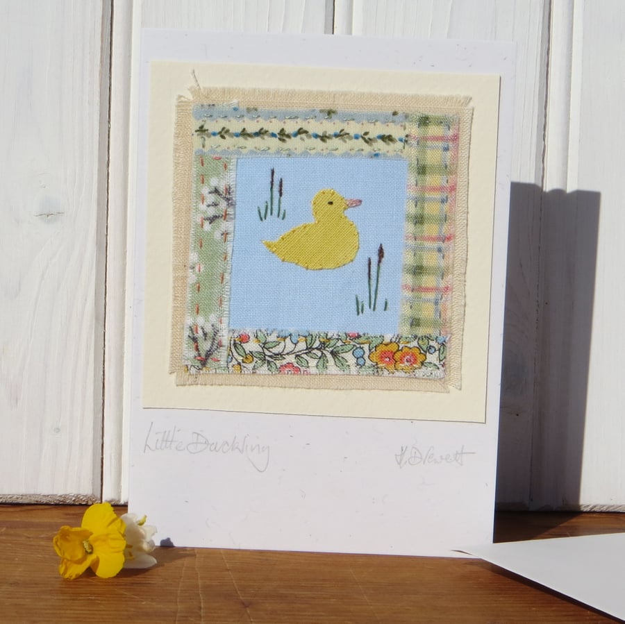 Little Duckling hand-stitched card, early years birthday card, or any age!