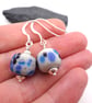 grey and blue speckled lampwork glass earrings - Image 3