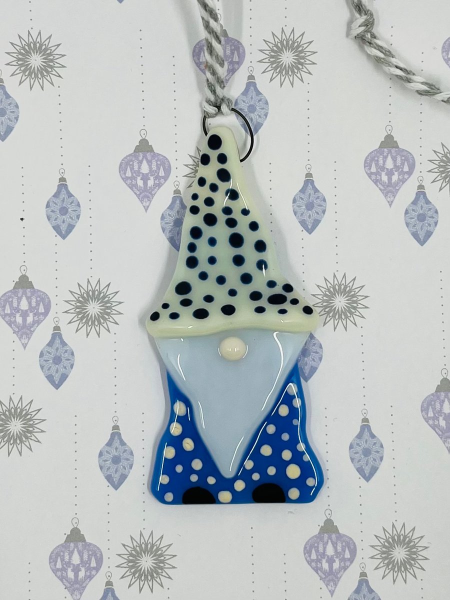 Handmade Fused Glass Gonk Hanging Christmas Decoration 