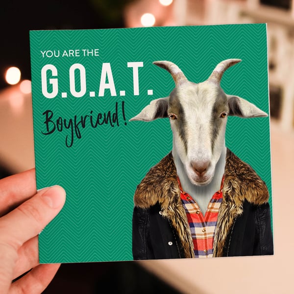 Goat birthday card: Greatest of All Time (G.O.A.T.) Boyfriend