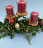 Cherry Wood 3 Candle Holder with Glass Candle Cups