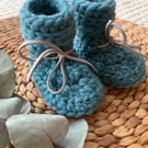 Chunky Modern Wool Booties with Soles 3-6m