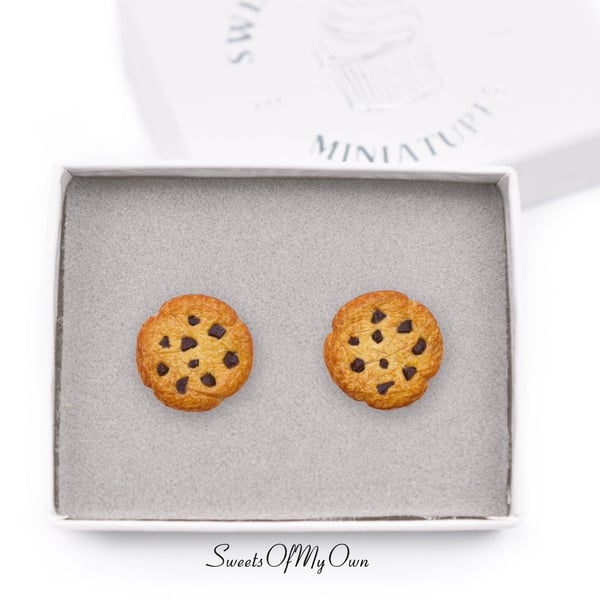 Cookie Earrings - Stud Earrings - Chocolate Chip Cookie Rainbow Cookie