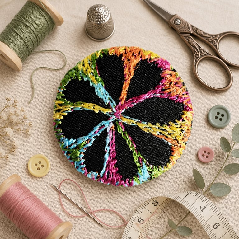 Buttons 1 inch button Hand Dyed Silks and Cottons Free Machine Embroidery Button