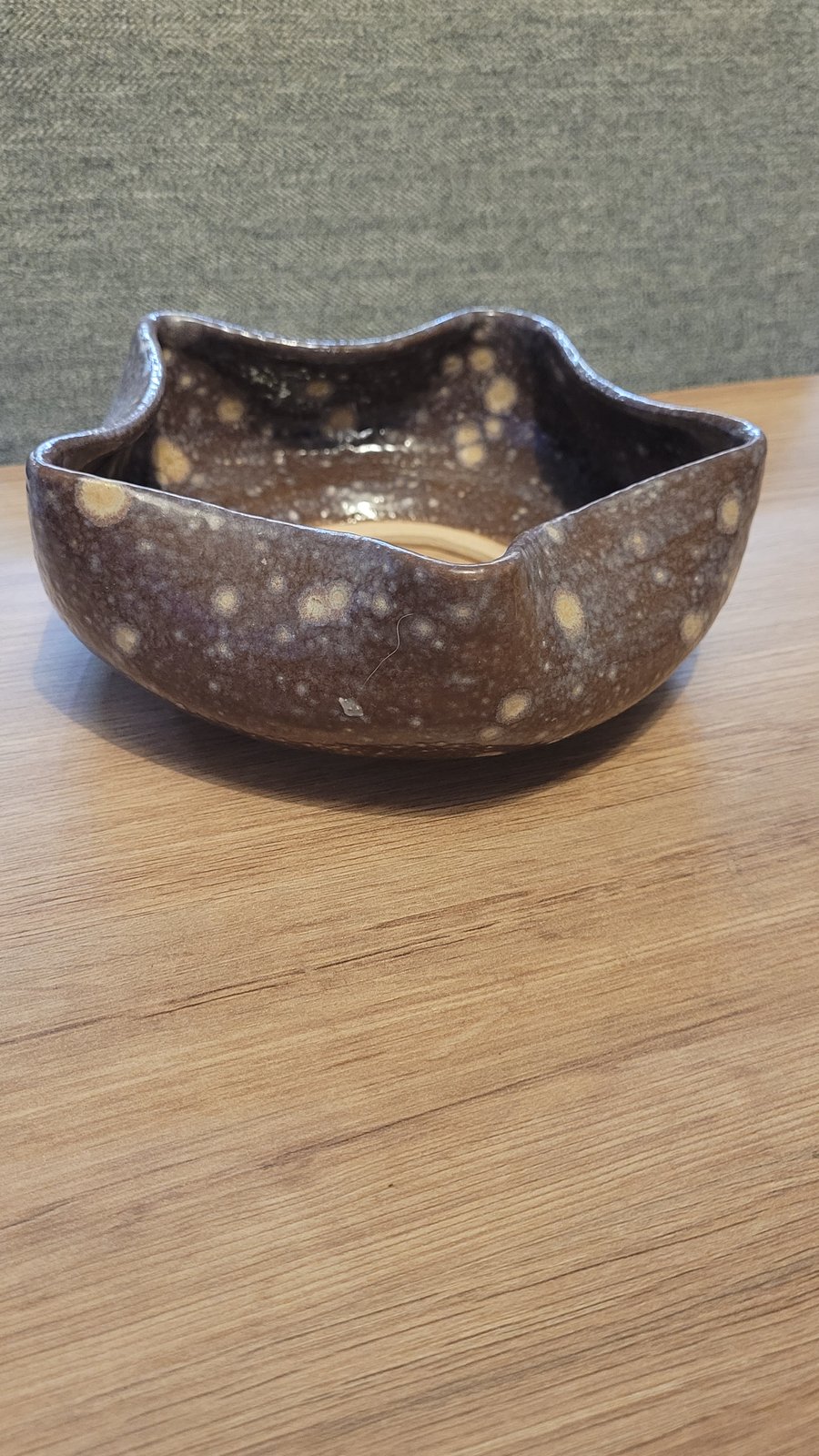 Grey Crater Glaze Shallow Wavy Planter Handmade Pottery