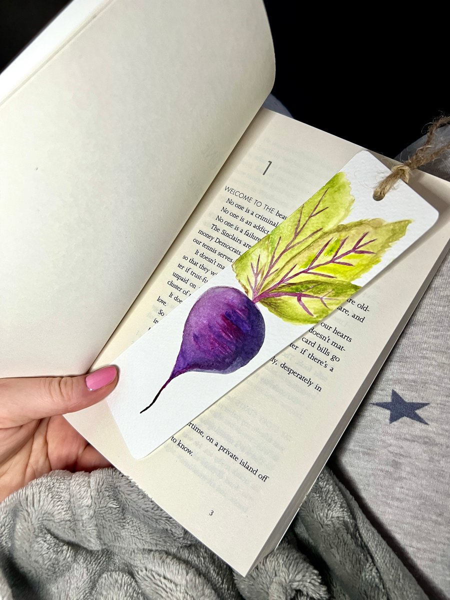 Beetroot bookmark, hand painted watercolour art