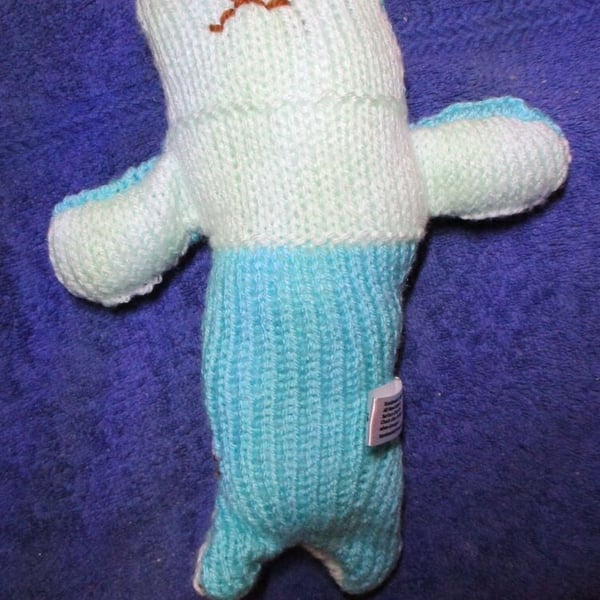 Mint and Aqua Hairless Midi Mermaid with Red Blue Eyes Knitted By KM