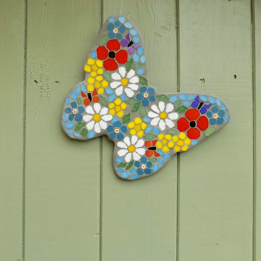 Summer Meadow Mosaic Hanging Butterfly Garden Decoration