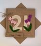 21st Handmade Birthday Card from felt. Keepsake Card. Textile card. - Image 3