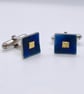 Blue Enamel Cufflinks, square cufflinks, enamel cufflinks, minimalist cufflinks, - Image 3