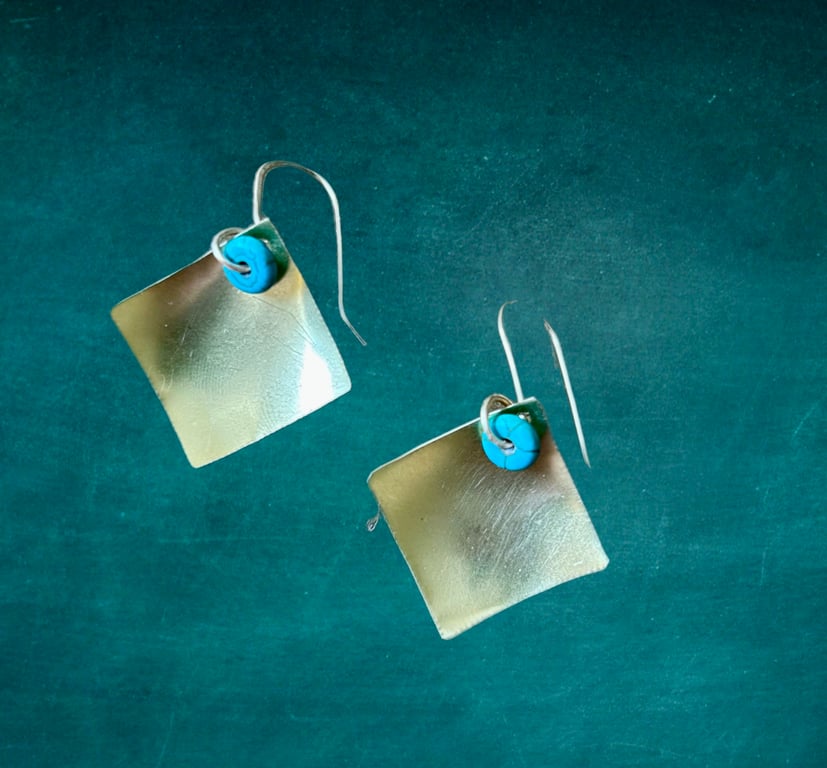 Earrings - Inverted Domed Brass and Gold Plate, Birthday, Freepost