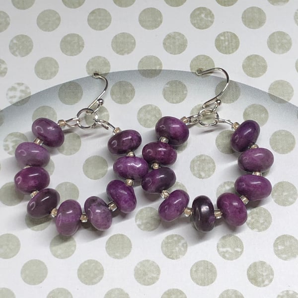 Purple sugilite hoop earrings 