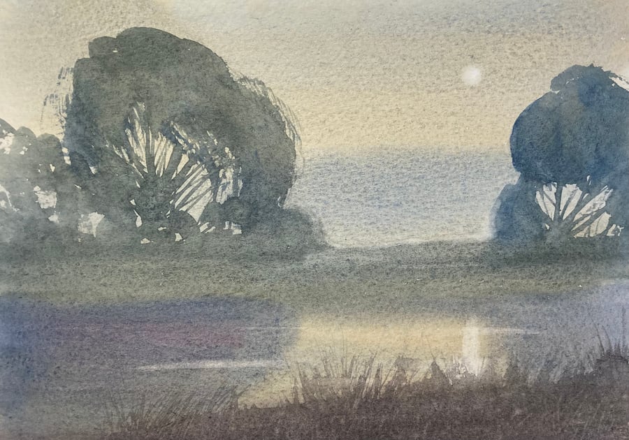 Ingleby pond (Pure Original Watercolour)