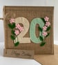 20th Handmade Birthday Card from felt. Keepsake Card. Textile card. - Image 3