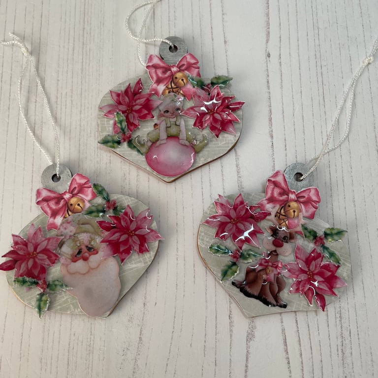 Holidays - Decorations - Jingle Wood Bauble Set of 3 by  Carolee Crafts PB6 0008