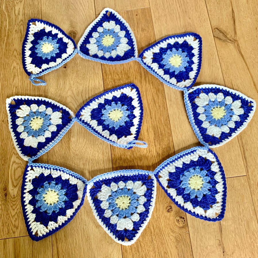 Bunting, forget-me-not crochet bunting 