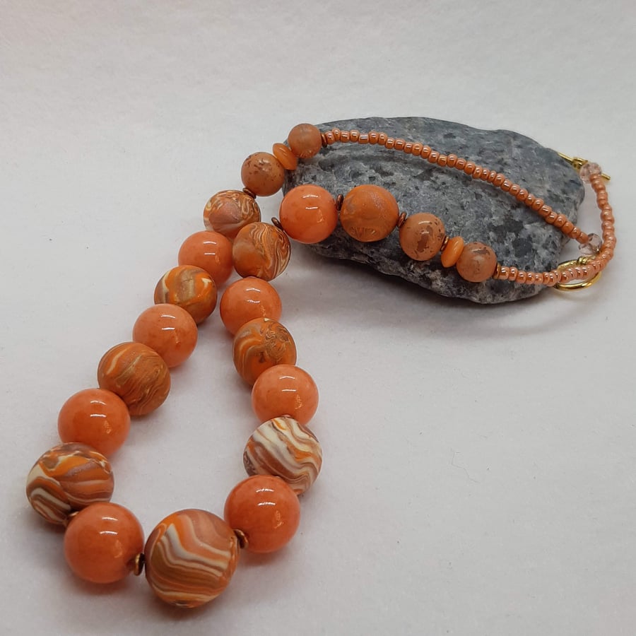 Orange, cream and sienna necklace