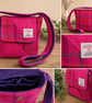 Dinky Harris Tweed Crossbody Bag – Handmade Pink Tartan Shoulder Bag