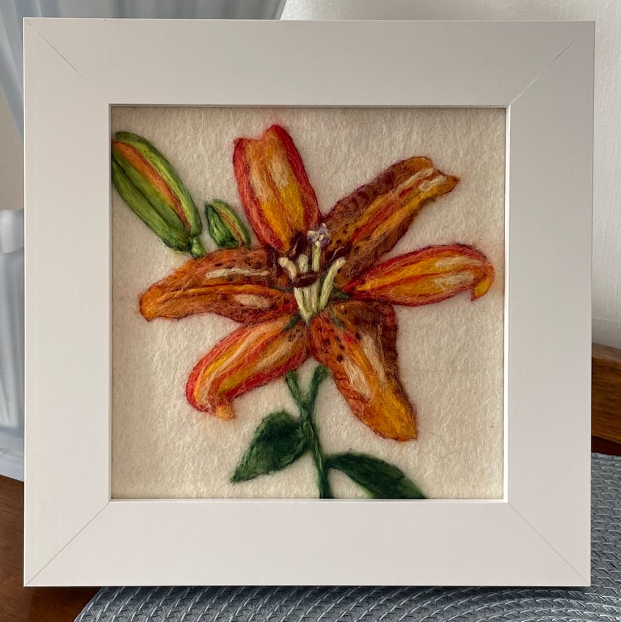 Hand Felted Lily Textile Artwork 