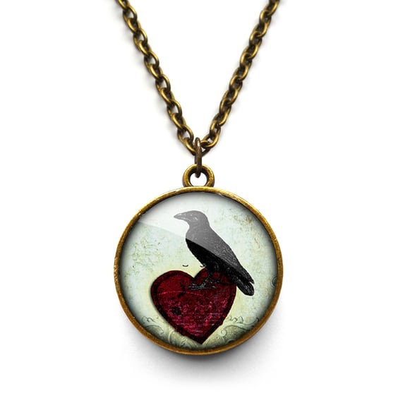 Raven and Red Heart No.2 Necklace (RR09)