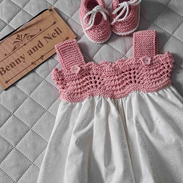 adorable baby dress and matching shoes 3-6 months - Folksy