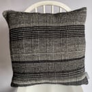 Black & White 2: Hand woven square shaped cushion, crafted using British wool