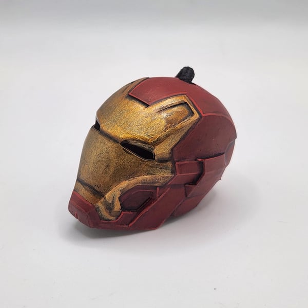 Iron Man Helmet Rear View Mirror Charm 3D Printed Hand-Painted Car Accessory