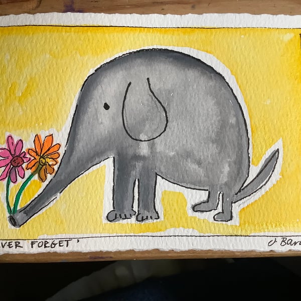 Never forget. Elephant illustration. Original art.