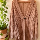 Crochet Lacy Cardigan 100% Cotton 