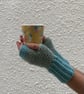 FINGERLESS MITTS , gloves ' Rambler'  Soft wool blend. Green. - Image 1