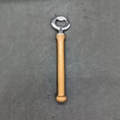 Handcrafted, Lathe turned, bottle opener with a hardwood handle