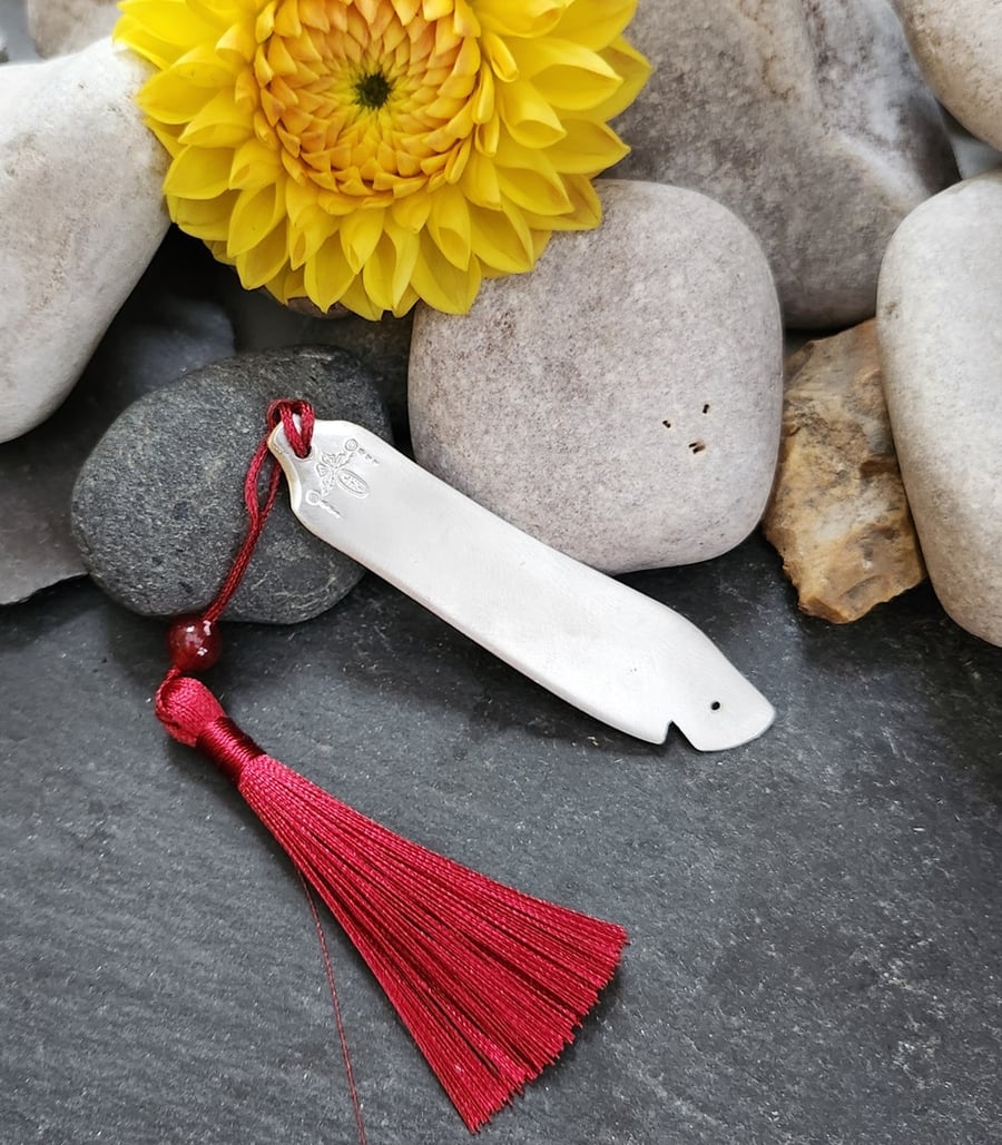 Shark bookmark upcycled from vintage fish knife - version 1