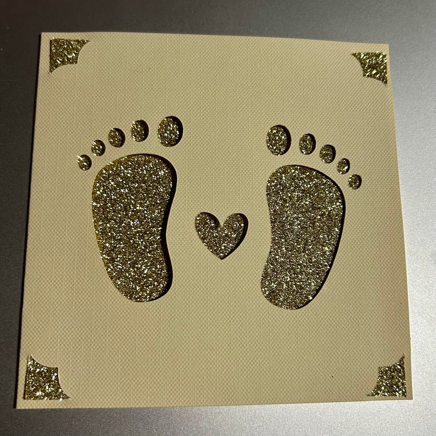 New baby - gold feet card 
