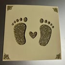 New baby - gold feet card 