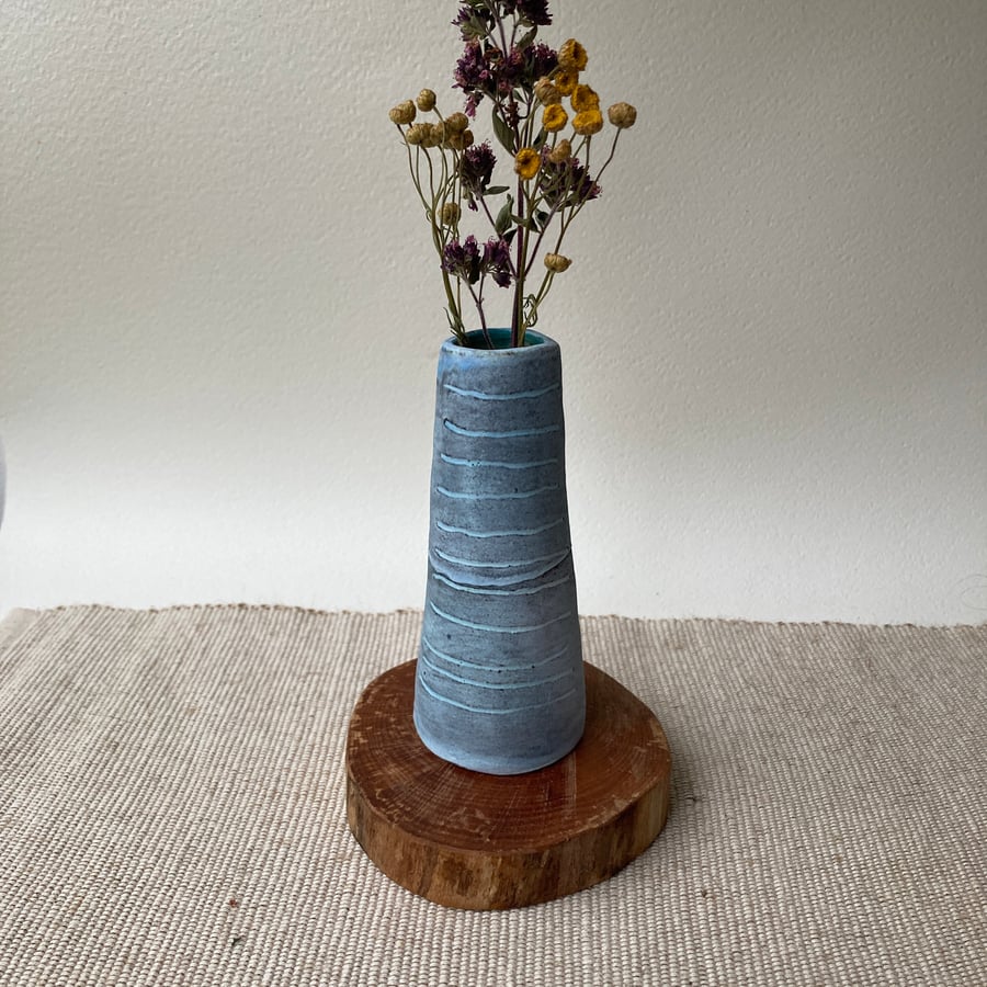Straight Vase in Blue with Strips