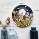 Moongazing Hare Hoop with hand embroidery