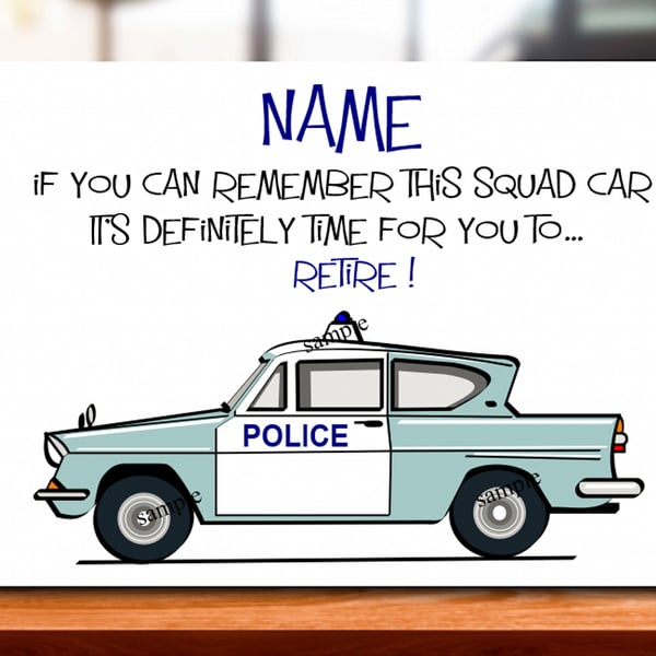 Personalised Police Retirement Card, Squad Car Design