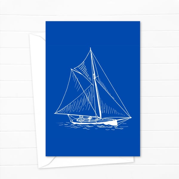 Sailing Yacht Greeting Card: Boat Lover Birthday Card (701)