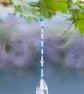 Suncatcher with pear prism and blue and clear beads handmade sparkly unique - Image 3