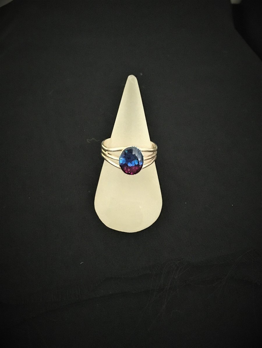 Pretty Tri-Colour Adjustable Ring - 2