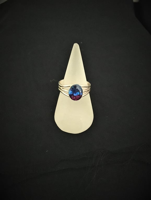 Pretty Tri-Colour Adjustable Ring - 2