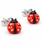Ladybird Earrings – Handmade Clay Red & Gold Sterling Silver Studs